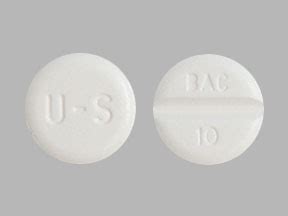 Contact information for renew-deutschland.de - U-S BAC 10 Pill - white round, 8mm. Pill with imprint U-S BAC 10 is White, Round and has been identified as Baclofen 10 mg. It is supplied by Upsher-Smith Laboratories Inc. Baclofen is used in the treatment of Chronic Spasticity; Cerebral Spasticity; Muscle Spasm; Spasticity; Spinal Spasticity and belongs to the drug class skeletal muscle ...